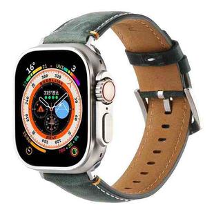 Stitched Genuine Leather Watch Band For Apple Watch 46mm / 49mm / 45mm / 44mm(Frosted Green)