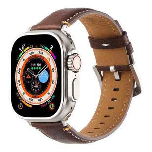 Stitched Genuine Leather Watch Band For Apple Watch 42mm / 41mm / 40mm / 38mm(Pull Up Leather Coffee)