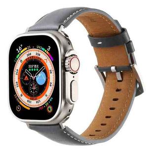 Plain Genuine Leather Watch Band For Apple Watch 46mm / 49mm / 45mm / 44mm(Gray)