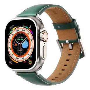 Plain Genuine Leather Watch Band For Apple Watch 46mm / 49mm / 45mm / 44mm(Green)