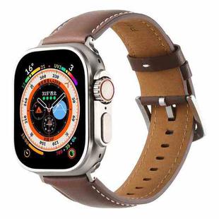 Plain Genuine Leather Watch Band For Apple Watch 46mm / 49mm / 45mm / 44mm(Dark Brown)