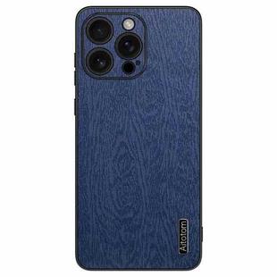 For iPhone 16 Pro Max Tree Bark Leather Shockproof Phone Case(Blue)