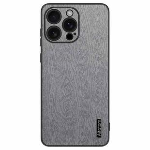 For iPhone 16 Pro Tree Bark Leather Shockproof Phone Case(Grey)