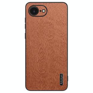 For iPhone 16e Tree Bark Leather Shockproof Phone Case(Brown)