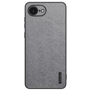 For iPhone 16e Tree Bark Leather Shockproof Phone Case(Grey)