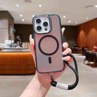 For iPhone 17 Bright Shadow  Magsafe Discoloration Phone Case with Wrist Strap(Black)