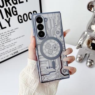 For Samsung Galaxy Z Fold5 5G Folding Plating Transparent Shockproof MagSafe Phone Case(Grey)