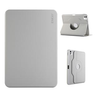 For iPad Air 11 2024 / 2025 / Air 10.9 2022 ENKAY 360 Rotation TPU Leather Smart Tablet Case with Pen Slot(Grey)