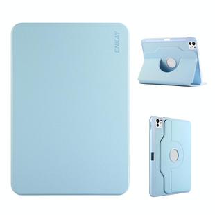 For iPad Air 11 2024 / 2025 / Air 10.9 2022 ENKAY 360 Rotation TPU Leather Smart Tablet Case with Pen Slot(Light Blue)