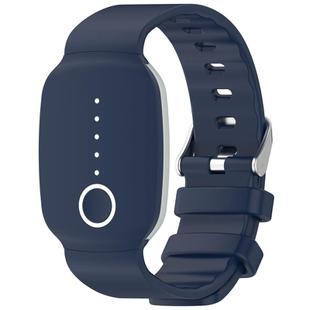 For EmeTerm Fashion Solid Color Silver Buckle Silicone Watch Band(Midnight Blue)