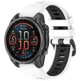 For Garmin Fenix 8 AMOLED 47mm Dual Color Quick Release Steel Buckle 22mm Silicone Watch Band(White+Black)