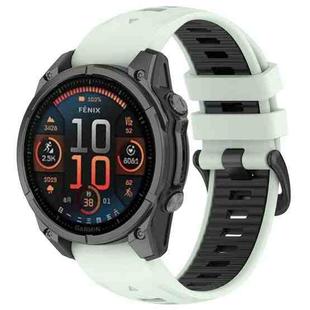 For Garmin Fenix 8 AMOLED 47mm Dual Color Quick Release Steel Buckle 22mm Silicone Watch Band(Mint Green+Black)