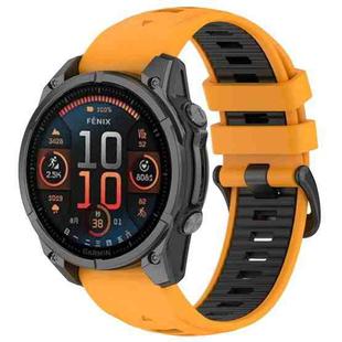 For Garmin Fenix 8 AMOLED 47mm Dual Color Quick Release Steel Buckle 22mm Silicone Watch Band(Orange+Black)