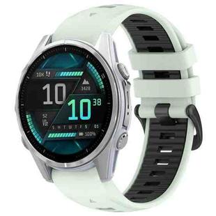 For Garmin Fenix 8 AMOLED 43mm Dual Color Quick Release Steel Buckle 20mm Silicone Watch Band(Mint Green+Black)