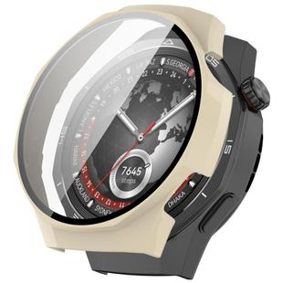 For Huawei Watch GT 5 Pro 46mm Ordinary Style Tempered Glass Film Integrated PC Watch Case(Ivory White)