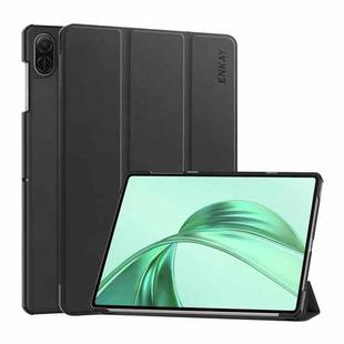 For Honor Pad X8a 11 ENKAY Tri-fold Custer Texture Leather Protective Tablet Case(Black)