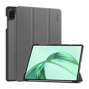For Honor Pad X8a 11 ENKAY Tri-fold Custer Texture Leather Protective Tablet Case(Grey)