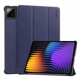 For Xiaomi Pad 7 / 7 Pro 11.2 ENKAY Tri-fold Custer Texture Leather Smart Tablet Case(Dark Blue)