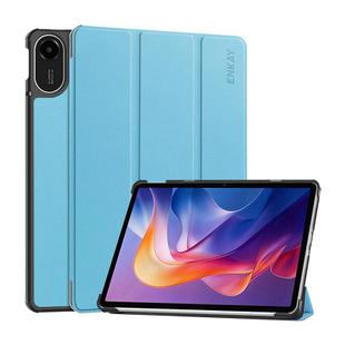 For Redmi Pad 2 11.0 ENKAY Tri-fold Custer Texture Leather Smart Tablet Case(Light Blue)