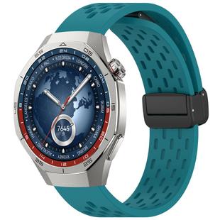 For Huawei Watch GT5 Pro 46mm Folding Magnetic Buckle Silicone Watch Band(Navy Green)