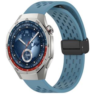 For Huawei Watch GT5 Pro 46mm Folding Magnetic Buckle Silicone Watch Band(Blue)