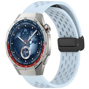 For Huawei Watch GT5 Pro 46mm Folding Magnetic Buckle Silicone Watch Band(Light Blue)