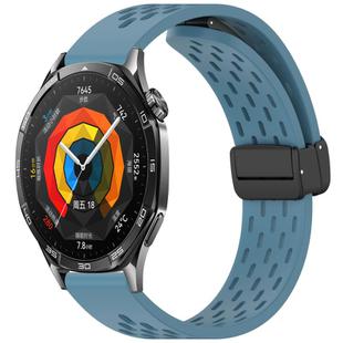 For Huawei Watch GT 5 46mm Folding Magnetic Buckle Silicone Watch Band(Blue)