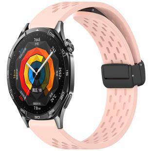 For Huawei Watch GT 5 46mm Folding Magnetic Buckle Silicone Watch Band(Light Pink)