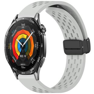 For Huawei Watch GT 5 46mm Folding Magnetic Buckle Silicone Watch Band(Light Gray)