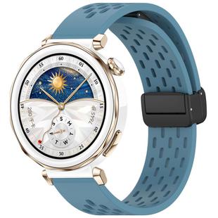 For Huawei Watch GT5 Pro 42mm Folding Magnetic Buckle Silicone Watch Band(Blue)