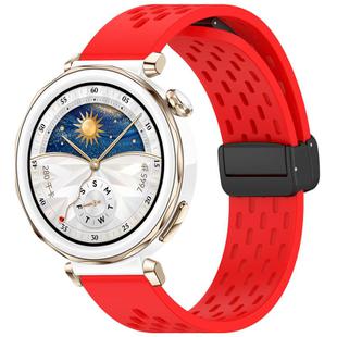 For Huawei Watch GT5 Pro 42mm Folding Magnetic Buckle Silicone Watch Band(Red)
