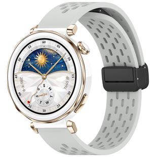 For Huawei Watch GT5 Pro 42mm Folding Magnetic Buckle Silicone Watch Band(Light Gray)