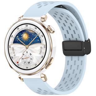 For Huawei Watch GT5 Pro 42mm Folding Magnetic Buckle Silicone Watch Band(Light Blue)