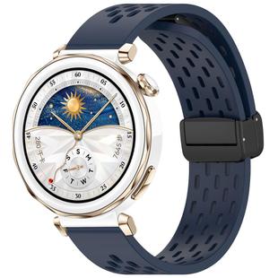 For Huawei Watch GT5 Pro 42mm Folding Magnetic Buckle Silicone Watch Band(Midnight Blue)