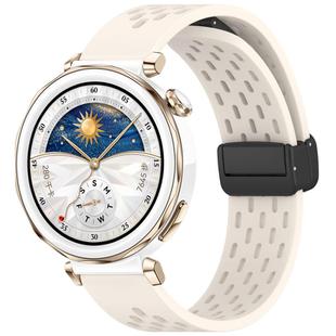 For Huawei Watch GT5 Pro 42mm Folding Magnetic Buckle Silicone Watch Band(Starlight)