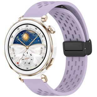For Huawei Watch GT5 Pro 42mm Folding Magnetic Buckle Silicone Watch Band(Purple)
