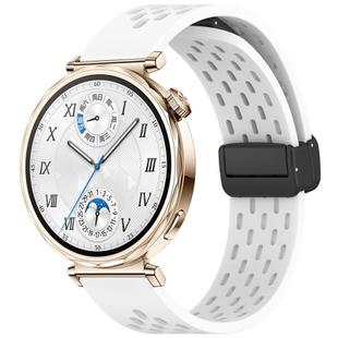 For Huawei Watch GT 5 41mm Folding Magnetic Buckle Silicone Watch Band(White)