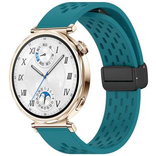 For Huawei Watch GT 5 41mm Folding Magnetic Buckle Silicone Watch Band(Navy Green)