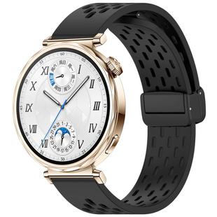 For Huawei Watch GT 5 41mm Folding Magnetic Buckle Silicone Watch Band(Black)