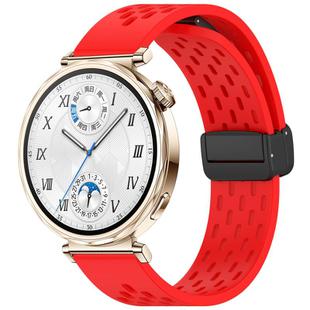 For Huawei Watch GT 5 41mm Folding Magnetic Buckle Silicone Watch Band(Red)