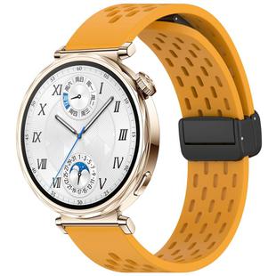 For Huawei Watch GT 5 41mm Folding Magnetic Buckle Silicone Watch Band(Yellow)