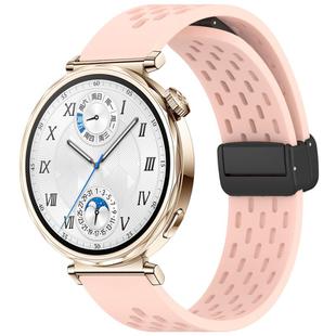 For Huawei Watch GT 5 41mm Folding Magnetic Buckle Silicone Watch Band(Light Pink)