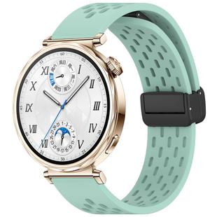 For Huawei Watch GT 5 41mm Folding Magnetic Buckle Silicone Watch Band(Teal Green)