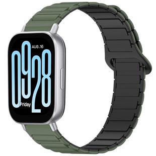 For Redmi Watch 5 Active Two Color Magnetic Buckle Silicone Watch Band(Dark Green Black)