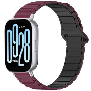 For Redmi Watch 5 Active Two Color Magnetic Buckle Silicone Watch Band(Wine Red Black)