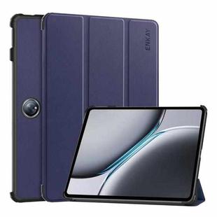 For OnePlus Pad 2 / Pad Pro 12.1 ENKAY Tri-fold Custer Texture Platic Leather Smart Tablet Case(Dark Blue)