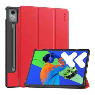 For Lenovo Xiaoxin Pad Pro 12.7 2025 ENKAY Tri-fold Custer Texture Platic Leather Smart Tablet Case(Red)