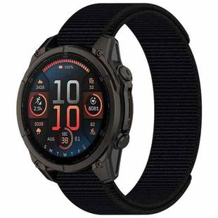 For Garmin Fenix 8 AMOLED 51mm Nylon Hook and Loop Fastener 26mm Watch Band(Black)