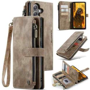 For Samsung Galaxy S24 FE 5G CaseMe C30 Card Slots Zipper Wallet Leather Phone Case(Brown)