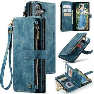 For Samsung Galaxy S24 FE 5G CaseMe C30 Card Slots Zipper Wallet Leather Phone Case(Blue)